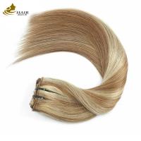 China 10 Piece Peruvian Clip In Ponytail Extension Strawberry Blonde Real Human Hair on sale