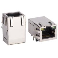 Single port 1X1 Tab-Down RJ45 with transformer 10/100Base-Tx LEDS with Side Entry ,21.1mm