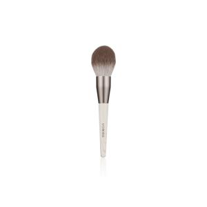 Vonira New Arrival Biodegradable Corn fiber Makeup Powder Brush With Grey Aluminum Ferrule Eco Freindly Wooden Handle
