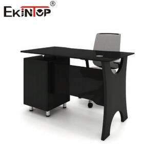 Middle Size Glass Top On Wood Table I Shaped Office Desk Furniture