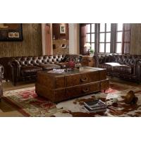 China Wooden Legs With Wheels Soft Kingston Chesterfield Leather Sofa By Handwork Craft on sale