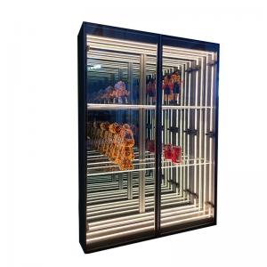 China Eye-Catching High Brightness LED Light Glass Display Case for Wine and Beer Display supplier