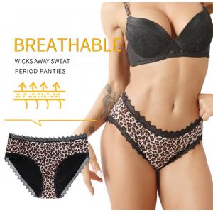 Leopard Breathable Period Panties Underwear Girl Sexy Lace Leakproof 4 Layers