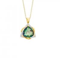 China Fashion 10MM Trillion Cut Mystic Topaz Pendant Necklace CZ Stone Multi Color Dainty Chain Necklace on sale