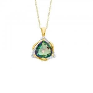 Fashion 10MM Trillion Cut Mystic Topaz Pendant Necklace CZ Stone Multi Color Dainty Chain Necklace