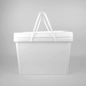 Square Bucket White 20L Plastic Pail With Lid