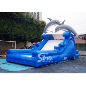 China 5m high commercial grade Inflatable Backyard Water Slide with Double Dolphinfor kids fun supplier