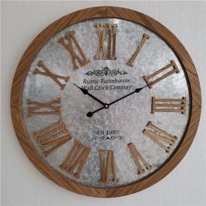 Pared análoga Art Clock del metal de Digitaces del reloj de madera grande circular de la antigüedad
