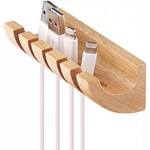 9*4*3cm Wood Desk Organizer Natural Bamboo For Cable Management