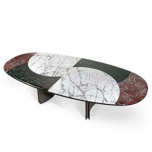 JASON Modern Dining Room Tables With Unique Oval Marble Top Composed