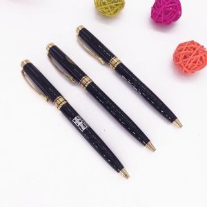 silm barrel metal pen with gold part logo ball pen