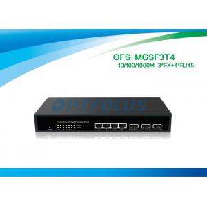 China SNMP Managed Media Converter Fiber Optic Switch  3 Port SFP 1000BASE - Fx 4 Port 10 / 100 / 1000M - Tx supplier