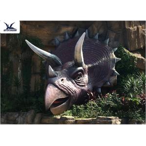 China Jurassic Theme Park Life Size Fiberglass Animals Decorative Resin Dinosaur Head Statues supplier