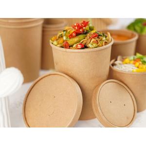 480ml Plastic Free PLA Disposable Paper Soup Bowls With Lids