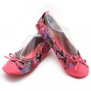 China Soft Fluffy Elastic Ballet Flat Shoes Comfortable Ballet Flats Pink Tropical Printing supplier