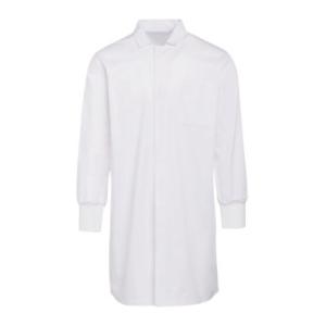 China Two Sides Insert Pocket Dustcoat White Rib Knit Cuff Work Clothes supplier