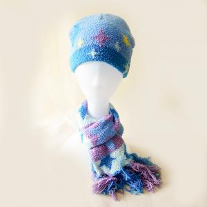 Низкая цена новой моды плюша стиля высококачественная дешевые звезды ватки шерстей делают по образцу красочную шляпу шарфа установила для детей