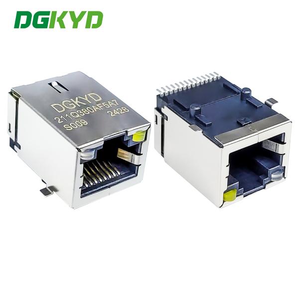 Conector RJ45 de montaje en superficie con RJ45 gigabit y material LCP ligero SMD DGKYD211Q380AF5A7S009