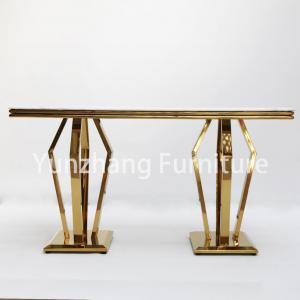 Hotel Furniture Square Console Table Marble Top Stainless Steel Frame Gold Color