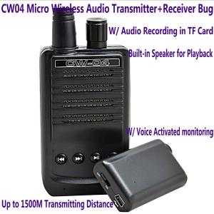 China CW04 Mini Wireless Remote Audio Transmitter Receiver Spy Bug W/ Voice Recording in TF Card supplier