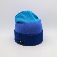 China Custom Knit Beanie Hats Blue Color Warm Winter Blank Pattern on sale