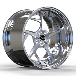 China Face Brushed Coating Spoke Chrome Wheels 2 Piece 18x7 19x12 Staggered Alloy Mustang Rims supplier