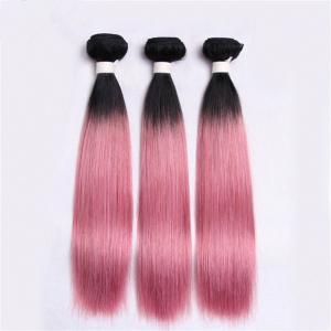 Pre-colored Non-remy Hair Extension Human Weave Rose Pink Ombre Color Brazilian Straight