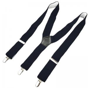 Pure Color Braces Polyester Mens Trouser Braces 3.5cm Solid Leather Suspenders