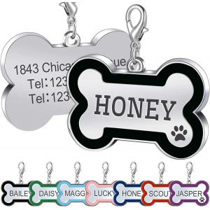 SGS ISO9001 Unique Custom Dog Id Tags Name Tag Engraving Metal Silver Plated