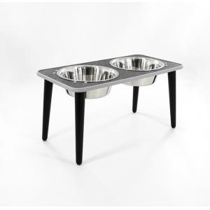 Collapsible Double Dog Bowl Elevated Adjustable Raised Stainless Steel
