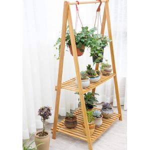 4 Tier Three Tier Bamboo Flower Pot Shelf Indoor Outdoor Foldable Hanging Pot Plant Shelves