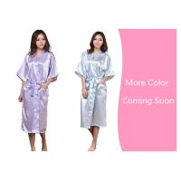 China Twisted satin nightgown emulation silk ladies nightgown summer solid color silk long bathrobe Japanese kimono cardigan r on sale