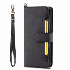 China Samsung Galaxy S9 Multifunction Removable Leather Wallet Case with Card Slot and Wristlet Strap supplier