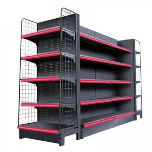 Double Side Supermarket Display Shelving Cold Rolled Steel Material White Color