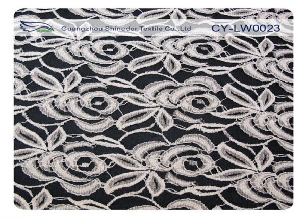 Elastic Cotton Nylon Lace Fabric For Underdress 30% Nylon + 70% Cotton CY-LW0023