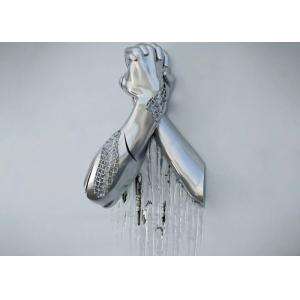 Incredible Metal Hands Mirror Polished Stainless Steel Wall Sculpture