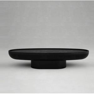 Black Fiberglass Oval Coffee Table Creative Premium Feeling Shaped High Durability