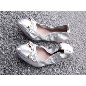 high quality silver sheepskin shoes maternity shoes ladies shoes foldable flat shoes pointed ballet shoes BS-16