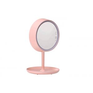 China Pink LED Cosmetic Mirror 80 Adjustable Swivel With Round Natural Light Touch Screen Mirror supplier