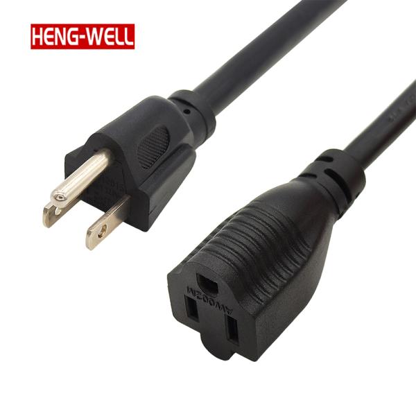 China 12/3 AWG SJTW NEMA 5-15P-5-15R コンネクタ付きカスタム長さの黒の延長ケーブル wholesale