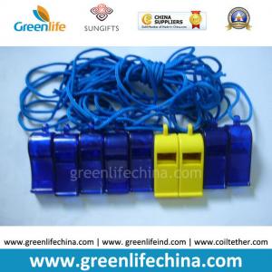 China Blue Dark ABS Material Wholesale Whistle for Promotional Usage with Strap Lanyard supplier