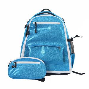 China Trendy Custom Cheer Backpacks / Blue Glitter Backpack With Computer Interlayer supplier