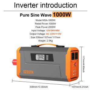 China High Frequency Car Inverter Charger 12V 24V Dual Usb Pure Sine Wave 1000W Portable Power Inverter for DC/AC Inverters wholesale