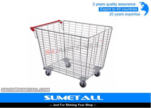 Medium Duty Wire Steel Supermarket Metal Storage Cage With Wheels For Retailers