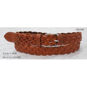 Tan Leather Braided Leather Belt Womens , Nickel Satin Buckle Ladies Belts For Jeans