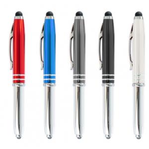 Supply of LED light pens, touch aluminum tube light pens,  school metal pen with aluminum poles Advertising pen