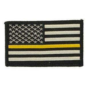 US FLAG YELLOW LINE TOW TRUCK SECURITY POLICE FIRE EMBROIDERY PATCH