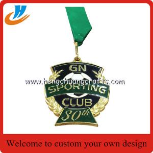 Football 30th Sporting club metal medal,custom soccer metal medal with ribbon