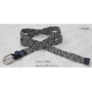 1.95 Cm Black / White Fabric Elastic Belt , Nickel Zinc Alloy Buckles Stretch Belts