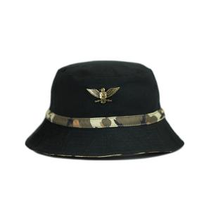 China Fashion Style Fishing Sun Bucket Caps Black Decorative Camo Belt Metal Logo supplier